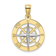 Load image into Gallery viewer, 10K w/Rhodium Nautical Compass White Needle Charm
