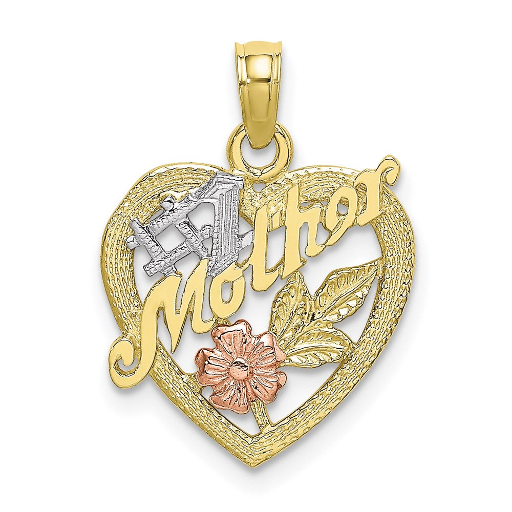 10K Two-tone w/White Rhodium #1 MOTHER Heart Charm