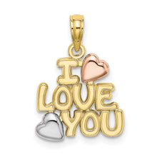 Load image into Gallery viewer, 10K Tri-color I LOVE YOU  W/ Hearts Charm
