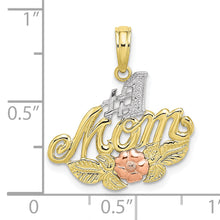 Load image into Gallery viewer, 10k Two-tone w/White Rhodium &num;1 MOM w/ Flower Charm
