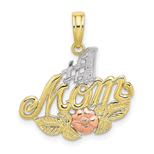 Load image into Gallery viewer, 10k Two-tone w/White Rhodium &num;1 MOM w/ Flower Charm
