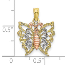 Load image into Gallery viewer, 10K Two-tone w/White Rhodium Butterfly Cut-Out Charm
