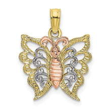 Load image into Gallery viewer, 10K Two-tone w/White Rhodium Butterfly Cut-Out Charm
