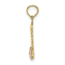 Load image into Gallery viewer, 10k Two-Tone MOM Script w/ Flower Charm
