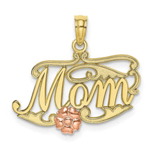 Load image into Gallery viewer, 10k Two-Tone MOM Script w/ Flower Charm
