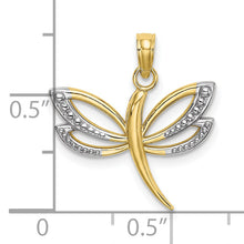 Load image into Gallery viewer, 10K w/ Rhodium Textured Dragonfly Charm
