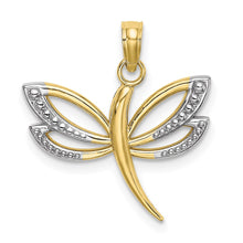 Load image into Gallery viewer, 10K w/ Rhodium Textured Dragonfly Charm
