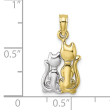 Load image into Gallery viewer, 10K W/ Rhodium Polished  Cat and Kitten Charm
