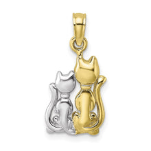 Load image into Gallery viewer, 10K W/ Rhodium Polished  Cat and Kitten Charm
