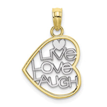 Load image into Gallery viewer, 10K w/ Rhodium LIVE LOVE LAUGH In Heart Charm
