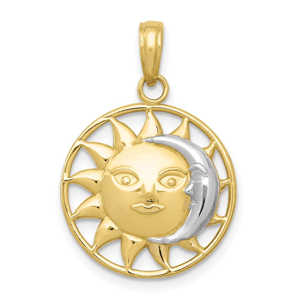 10K W/Rhodium Sun and Moon Pendant