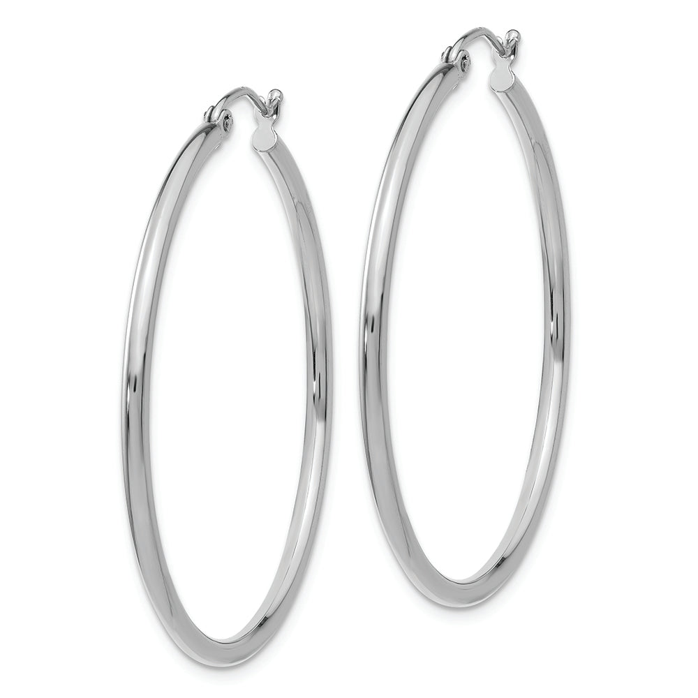 10K White Gold Polished 2mm Tube Hoop Earrings