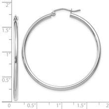 Load image into Gallery viewer, 10K White Gold Polished 2mm Tube Hoop Earrings
