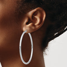 Load image into Gallery viewer, 10K White Gold Polished 3mm Tube Hoop Earrings
