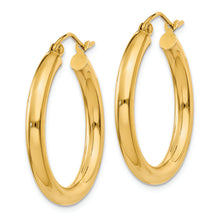 Load image into Gallery viewer, 10K Polished 3mm Tube Hoop Earrings
