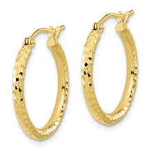 Load image into Gallery viewer, 10k Diamond-cut 2mm Round Tube Hoop Earrings
