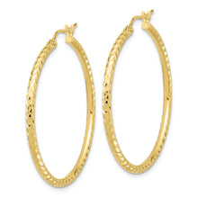 Load image into Gallery viewer, 10k Diamond-cut 2mm Round Tube Hoop Earrings
