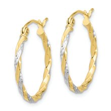 Load image into Gallery viewer, 10k &amp; Rhodium Hollow Twisted Hoop Earrings
