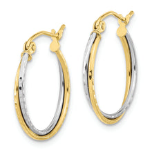 Load image into Gallery viewer, 10k Two-tone Diamond Cut Twisted Hoop Earrings
