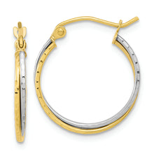 Load image into Gallery viewer, 10k Two-tone Diamond Cut Twisted Hoop Earrings
