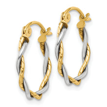 Load image into Gallery viewer, 10k Two-tone Polished 1.8mm Twisted Hoop Earrings
