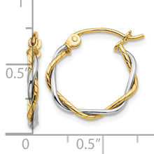 Load image into Gallery viewer, 10k Two-tone Polished 1.8mm Twisted Hoop Earrings
