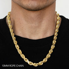 Load image into Gallery viewer, 18K 10MM YELLOW GOLD SOLID DC ROPE 24" CHAIN NECKLACE (AVAILABLE IN LENGTHS 7" - 30")
