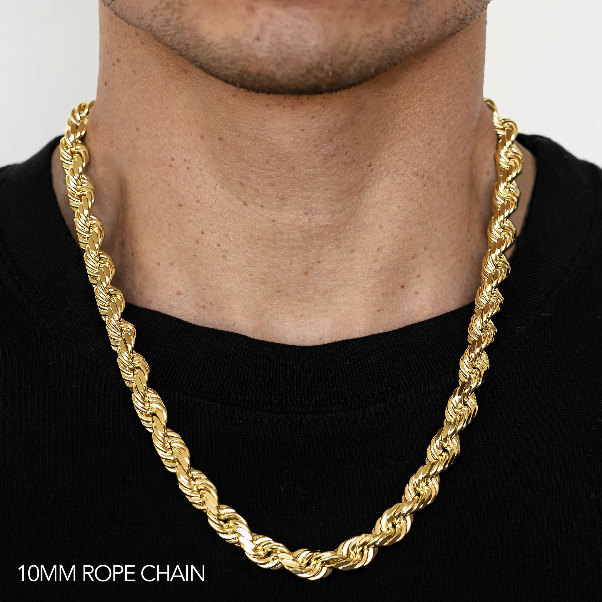 10K 10MM YELLOW GOLD SOLID DC ROPE 24