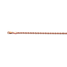 Load image into Gallery viewer, 10K 3MM ROSE GOLD SOLID DC ROPE 24&quot; CHAIN NECKLACE (AVAILABLE IN LENGTHS 7&quot; - 30&quot;)
