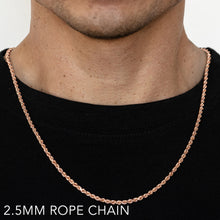 Load image into Gallery viewer, 14K 2.5MM ROSE GOLD SOLID DC ROPE 24&quot; CHAIN NECKLACE (AVAILABLE IN LENGTHS 7&quot; - 30&quot;)
