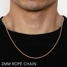 Load image into Gallery viewer, 14K 2MM ROSE GOLD SOLID DC ROPE 24&quot; CHAIN NECKLACE (AVAILABLE IN LENGTHS 7&quot; - 30&quot;)
