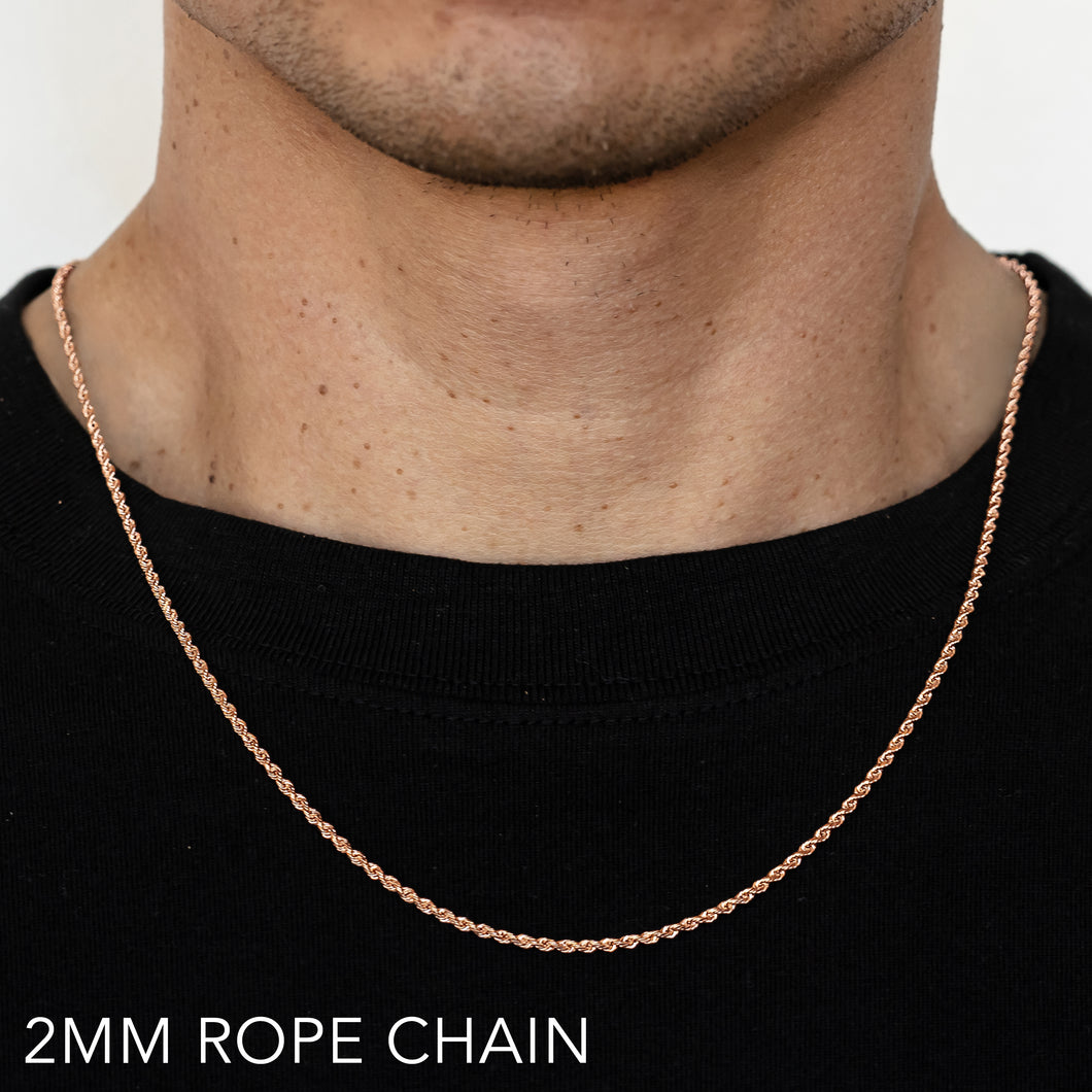 14K 2MM ROSE GOLD SOLID DC ROPE 24