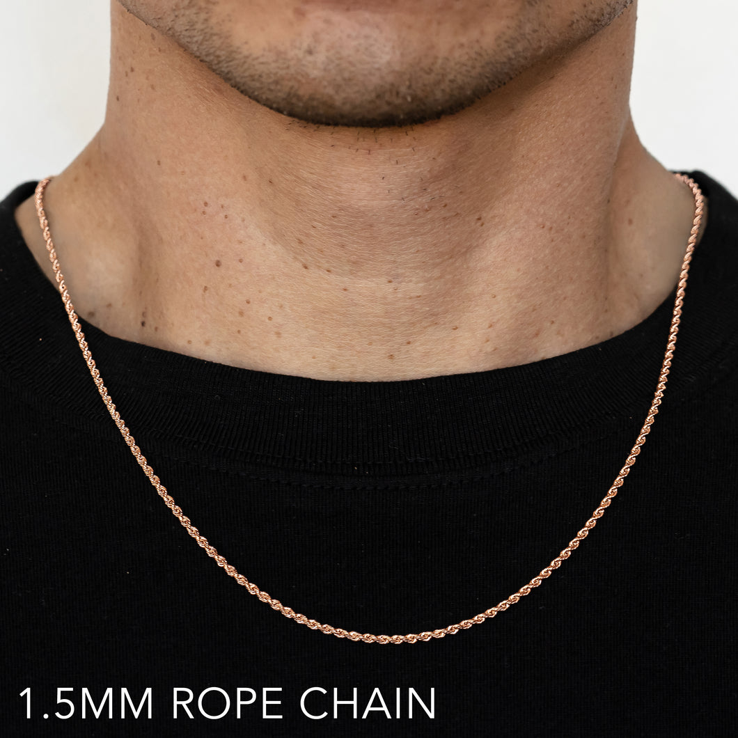 14K 1.5MM ROSE GOLD SOLID DC ROPE 24