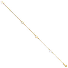 Load image into Gallery viewer, 14K Adjustable Fancy Heart 9in Plus 1in Ext. Anklet
