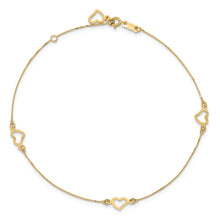 Load image into Gallery viewer, 14K Adjustable Fancy Heart 9in Plus 1in Ext. Anklet
