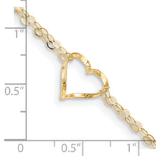 Load image into Gallery viewer, 14k Double Strand Heart 9 Inch with 1 Inch extension Anklet
