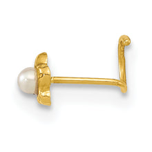 Load image into Gallery viewer, 14K 22 Gauge Flower Freshwater Cultured Pearl Nose Ring Body Jewelry
