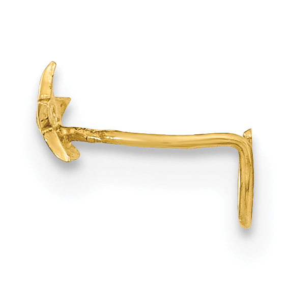 14K 22 Gauge Star with CZ Nose Ring Body Jewelry