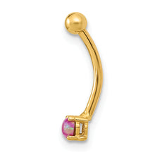 Load image into Gallery viewer, 14K 16 Gauge with Pink CZ Eyebrow Ring Body Jewelry
