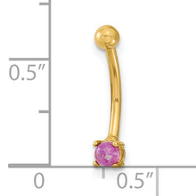 Load image into Gallery viewer, 14K 16 Gauge with Pink CZ Eyebrow Ring Body Jewelry
