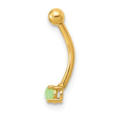 Load image into Gallery viewer, 14K 16 Gauge with Green CZ Eyebrow Ring Body Jewelry
