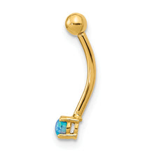 Load image into Gallery viewer, 14K 16 Gauge Blue CZ Eyebrow Ring Body Jewelry
