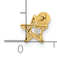 Load image into Gallery viewer, 14k 18 Gauge CZ Star Labret Stud

