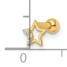Load image into Gallery viewer, 14k 16 Gauge CZ Star Labret Stud
