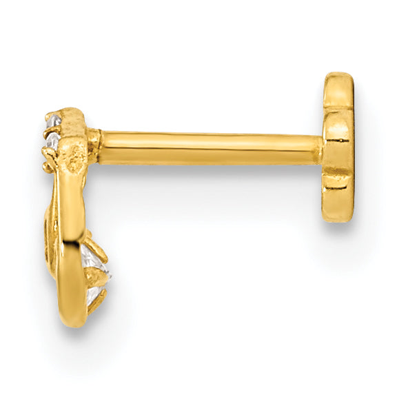 14K 18 Gauge Music Note and CZ Cartilage Body Jewelry