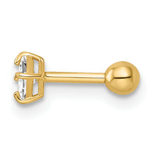 Load image into Gallery viewer, 14k 18 Gauge Square CZ Labret Stud
