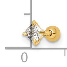 Load image into Gallery viewer, 14k 18 Gauge Square CZ Labret Stud
