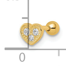 Load image into Gallery viewer, 14k 18 Gauge CZ Heart Labret Stud
