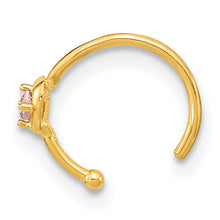 Load image into Gallery viewer, 14K 20 Gauge Hoop with Heart CZ Nose Ring Body Jewelry
