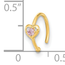 Load image into Gallery viewer, 14K 20 Gauge Hoop with Heart CZ Nose Ring Body Jewelry
